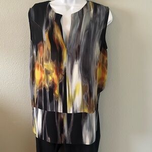 Halston Heritage Blouse Womens Size Medium SILK Lagenlook